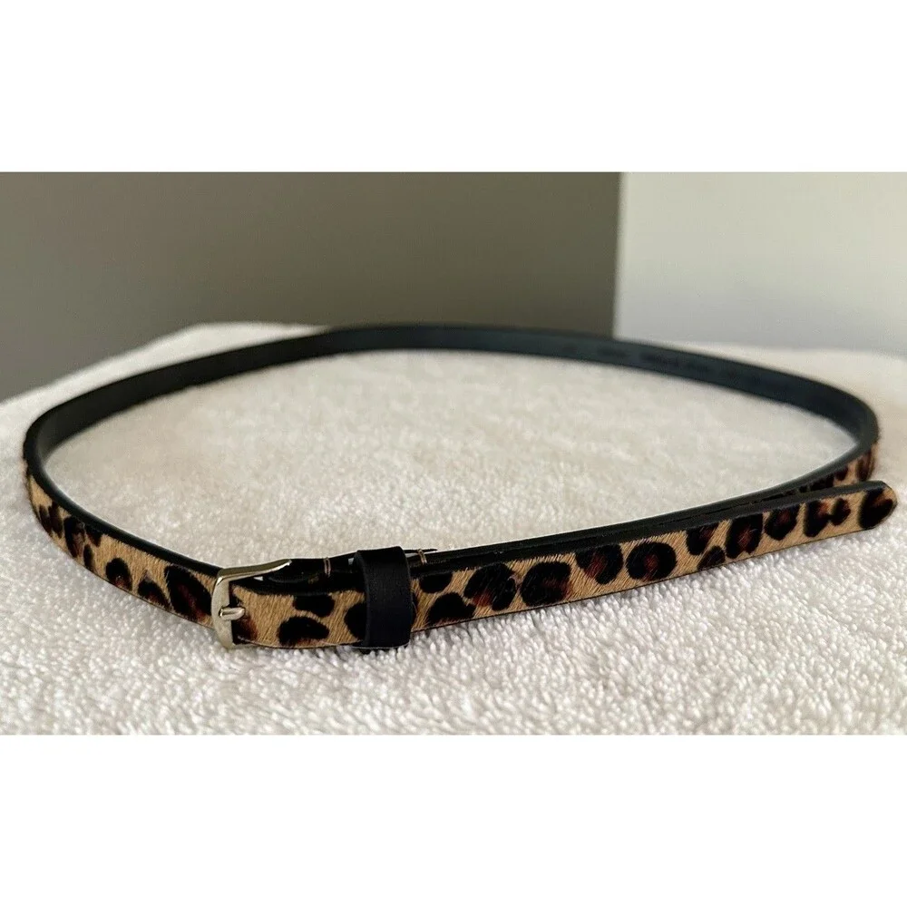 Banana Republic Calf Hair Cheetah Leather Skinny Belt VTG Leopard Y2K Med 34”